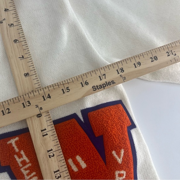 Vinatge Dehen Cardigan Mens 34 Off White 60s 70s Letterman Varsity Patch Sweater - Picture 3 of 10